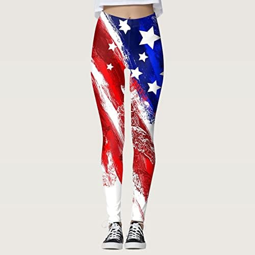 Американски флаг гамаши женски гамаши корема контрол патриотичен американски флаг удобни леки спортни йога, бягане спорт