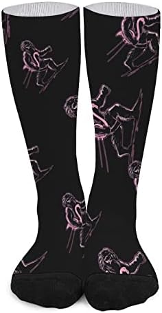 Чорапи WEEDKEYCAT Йети с Розово Фламинго За екипажа, Нестандартен, Забавен Графичен Принт, Ежедневни Чорапи със Средна Дебелина, за Пролетта, Есента и Зимата