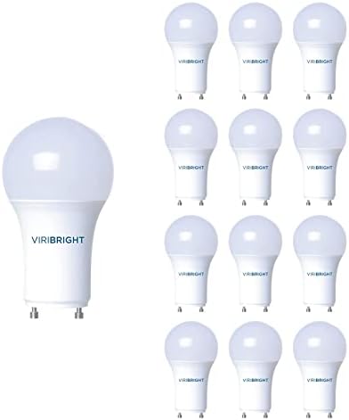 Led лампи Viribright GU24, (8 Вата), което се равнява на крушка с мощност 60 W, led дневни светлини (6500 К), Лампи, Включени в списъка на UL, 810 Лумена, Led лампи с общо предназначение Twist Base A19, опаковка от