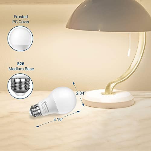 Led лампа DEWENWILS 8-Pack A19, 760ЛМ, мека Приятна светлина 3000 До Энергосберегающая led лампа с мощност 9 W (еквивалент на 60 W), на основата със средна перка E26, без регулиране на яркостта е в списъка на UL