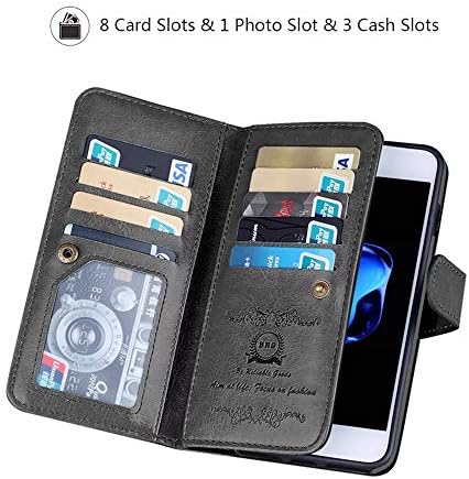 Чанта-портфейл Hynice за iPhone 8Plus/7Plus/6SPlus/6Plus 2 в 1 чанта за носене-портфейл от изкуствена кожа, Магнитна Подвижна Тънка Делото, Слот за притежателя на картата, Каишка за ки