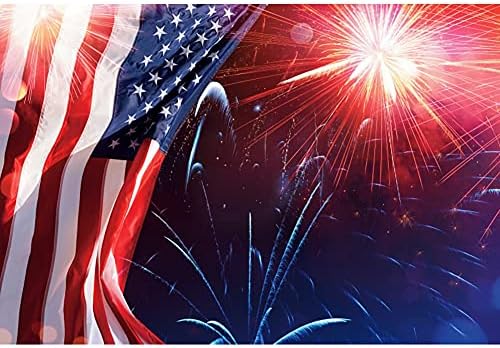 Американски знамена, и на фона на фойерверките 10x8 фута, Декор за парти в чест на Деня на независимостта на САЩ, на Фона на заснемането на Четвърти юли, на Фона на фойе