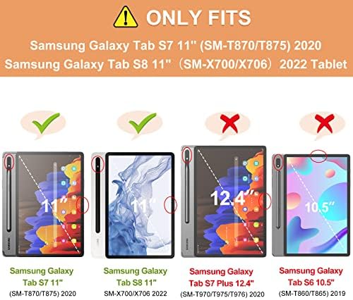Калъф INFILAND Galaxy Tab S8/ Tab S7 с многоугольной стойка, съвместима с Samsung Galaxy Tab S8 / Tab S7 11-инчов таблетен SM-X700/ X706/ T870/ T875/ T876 [автоматично включване / изключване], тъмно син