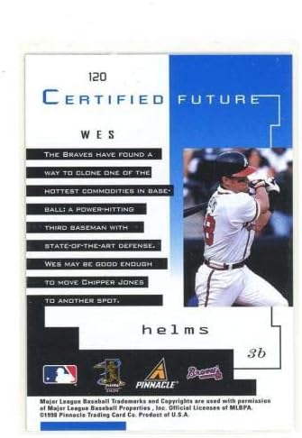 1998 Pinnacle Certified Mirror Blue #120 Издаване на Теста за обявяване в несъстоятелност на Уес Хелмса Начинаещи - Бейзболни картички без подпис