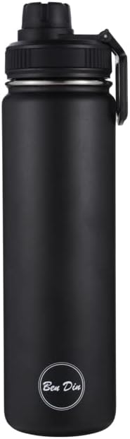 Бутилка за вода от неръждаема стомана Ben Din 22 грама с вакуумна изолация, капак с улей и широко Гърло, Термос с двойни стени, които не съдържат BPA, който предпазва от по?
