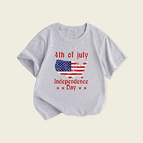Летни Тениски с Принтом Букви на Деня на Независимостта за Малки Момчета и Момичета С Къс Ръкав, Блузи, Детски Терморубашка