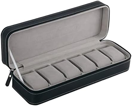 Кутия за Часа LHLLHL Преносима Пътна Кутия с Цип Колектор За Съхранение на Бижута Кутия За Съхранение Черен