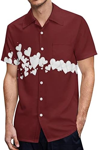 XXBR 2023 Нова Мъжка Риза с Ревери на Деня на Свети Валентин с 3D Цифрово Принтом и Къс Ръкав, Блузи, Мъжки Плажни и Ежедневни Риза