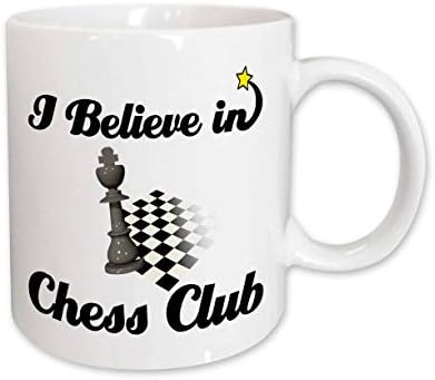 Керамична чаша 3dRose mug_105014_1 Аз вярвам в шахматен клуб, 11 грама