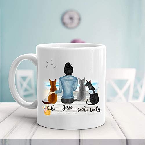 Изработена по поръчка на Чаша за мама котка - Персонални Име за домашен любимец, Име на породата е най - Добрата в света Кафеена чаша за мама котка, Подарък за Деня на майката от Котка за рожден ден за любителите на