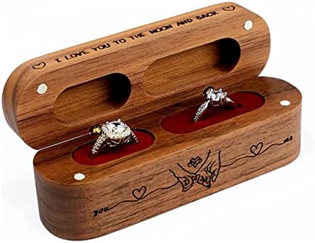 Кутия за пръстените Yhwocd за сделки ръце и сърце, кутия за годежни пръстени и кутия пръстени за сватбената церемония, кутия за съхранение на пръстените на един слот, дървена кутия за пръстени, Триъгълна възглавница