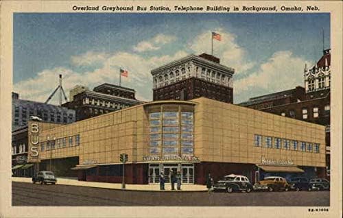 Автобусна спирка Overland Greyhound, Омаха, Небраска, Северна Каролина Оригиналната Антични Картичка