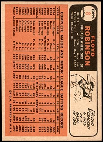 1966 Topps # 8 Флойд Робинсън в Чикаго Уайт Сокс (бейзболна карта) в Ню Йорк Уайт Сокс