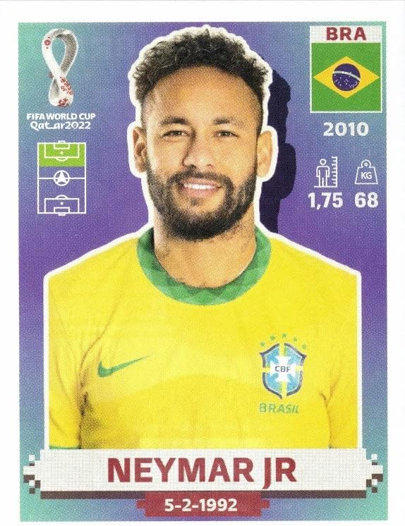 Етикети за световната Купа Панини 2022 #BRA17 Неймар-младши, стикер на футбол в Бразилия