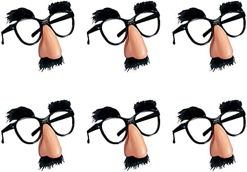 PPXMEEUDC 6 БР. Маскировочные Очила със Смешен нос с Вежди и Мустаци-Добри Спомени за костюмирани партита за Хелоуин и Деня на раждане