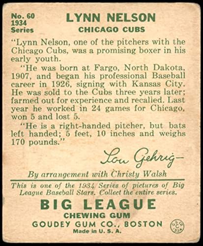 1934 Гуди 60 Лин Нелсън Чикаго Къбс (Бейзболна картичка) ДОБРИ Къбс