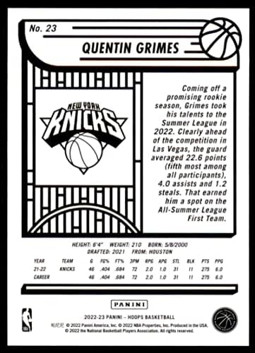2022-23 Панини Обръчи НБА 23 Куентин Граймс Ню Йорк Никс Баскетболно търговска картичка НБА