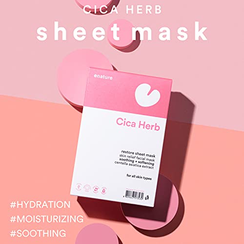 Натурална Освежаваща и успокояваща маска-лист за проблемна кожа, Питающая и хидратиращи Чувствителна кожа с Центеллой Азиатски, зелен чай и лакрицей Cica Herb Restore Sheet Mask 10 Листа