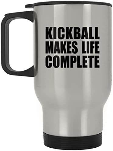 Designsify Kickball Изпълва с живот, Сребърен Пътна Чаша 14 грама, на Чаша от неръждаема Стомана С Изолация, Подаръци за Рожден Ден, Годишнина, Коледа, Деня на Бащи и Майки