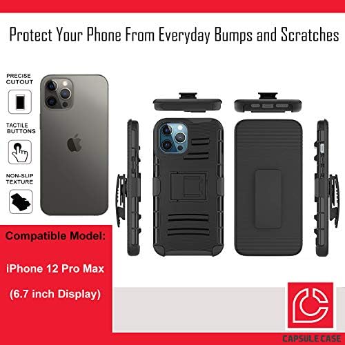 Калъф Ohiya е Съвместим с iPhone 12 Pro Max [Защита от военен клас, Ударопрочная сверхпрочная кобур-стойка, Защитен черен калъф за iPhone 12 Pro Max 6,7 инча (флаг на Италия)