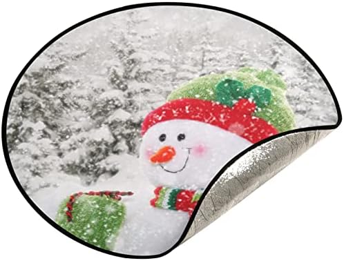 Подложка за Коледно visesunny Честит Снежен човек е заобиколен от Зимен Пейзаж Подложка за Влакчета за Дърво Защита Пол Впитывающий Подложка за Влакчета за Дърво за Сезонно Деня на Благодарността Хелоуин Коледна Къща