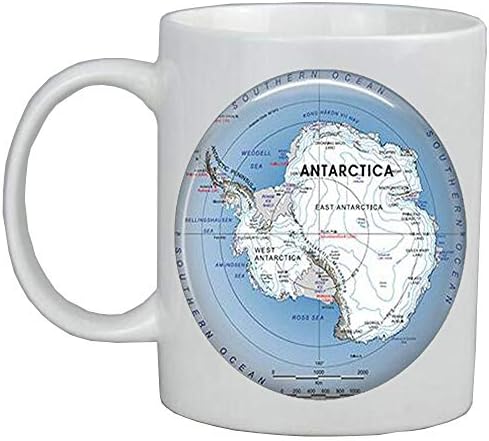 Модни Кафеена чаша, Чаша с карта на Антарктида, Бижута с карта на Антарктида, Карта на Южния полюс, Кафеена чаша с карта на Антарктида, Антарктическа Кафеена чаша, A015