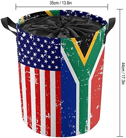 Американски южна африка Флаг 42Л Кръгла Кошница За Дрехи, Сгъваема Кошница за Дрехи с Завязками Отгоре