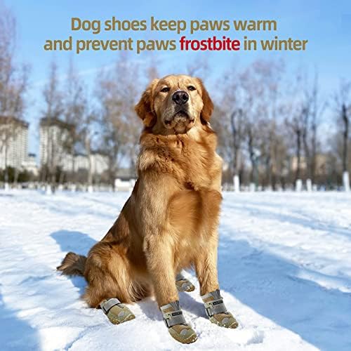 Jzxoiva/ Обувки за по-големи кучета, Дишащи Обувки за кучета за Паркет, Уличен Протектор за лапа със Светлоотразителни ивици за горещ тротоара, Зимни Ботильоны за разходки 4 бр./компл.