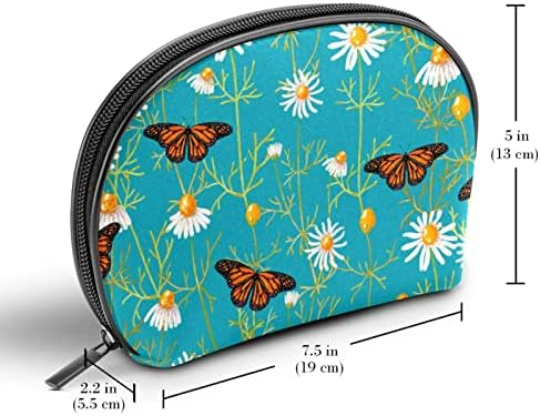 Чанта за Тоалетни Принадлежности, Пътни Косметичка за Грим за Жени, Мъже, Пеперуда Пролетта Цвете на Цвете Маргаритки Тюркоаз