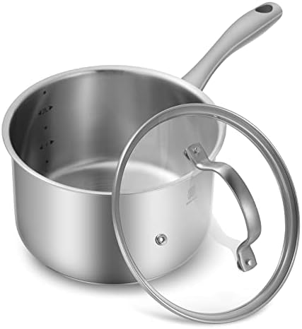 Тиган за сос от неръждаема стомана с капак, Тиган 3QT с дръжка за охлаждане, която е Съвместима с индукция, Комплексно използване на домашната кухня или ресторант, Могат да се мият в миялна машина, Може да се пече във
