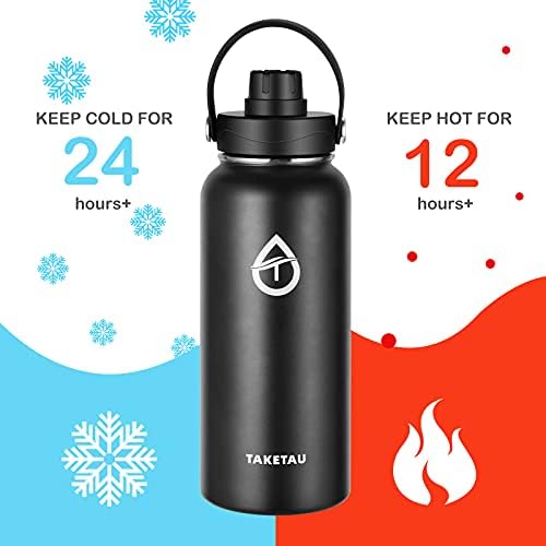 Утепленная спортна бутилка за вода TAKETAU на 32 грама с капаци от сламки и чучур, запечатани, за да пият си беше достатъчно студено, за любители на фитнеса и активния отдих