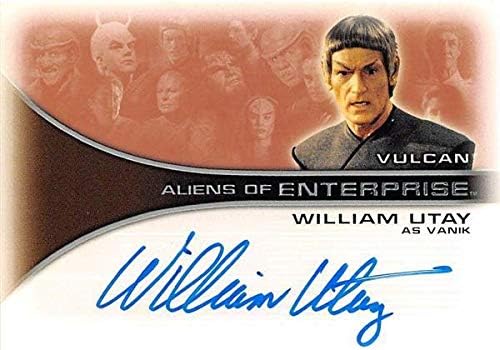 Уилям Утай подписа търговската карта Enterprise Чужденците в ролята на Вулкана ваник изменение 2002 Star Trek #AA10 Сертифицирана поставяне на Търговски картички от 67 филми