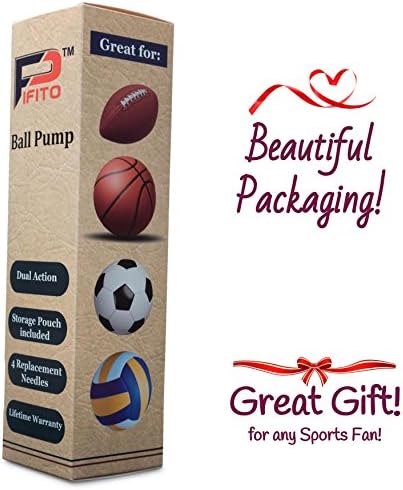 Помпа за топки Pifito (2 опаковки) - Ръчна въздушна помпа с двойно действие за футболна топка, футбол, баскетбол и надуваеми продукти - комплект 2 удобни своята практика за съхранение - с 8 допълнителни игли