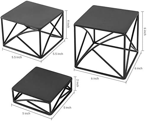 MyGift Поставка за Кифли от черна, Метална тел, Тенис на Десерт, Поставка за подаване на закуски, Комплект от 3
