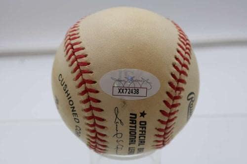 Уили Мейс подписа Автограф Rawlings Onl Baseball Autograph Mvp 54 65 Jsa Loa D6312 - Бейзболни топки с автографи