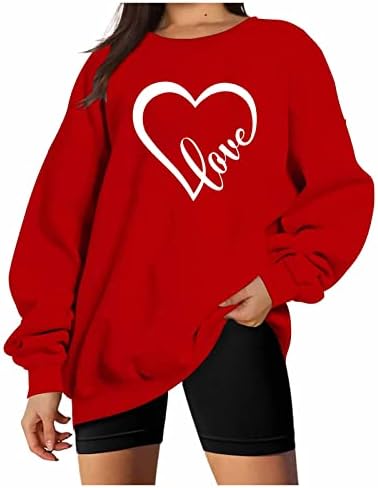 Дамски Hoody Love Heart, Тийнейджърката Риза на Свети Валентин, Ризи, Свети Валентин, Пуловери, с Кръгло деколте, Върхове