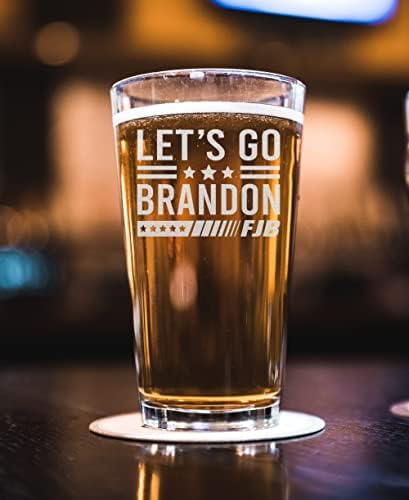 NeeNoNex Let ' s Go Brandon Beer Pint - Бирена Чаша с Лазерно Гравиран, Забавен и Саркастични Дизайн за подарък республиканцам в консервативна стил
