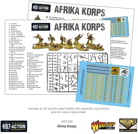 Wargames Връчиха Миниатюри Болт Action - Набор от войски на Африканския корпус, Миниатюри на Втората световна война, Фигурки армейцев в мащаб 28 мм за хубава фигура военна игра от Warlord Games