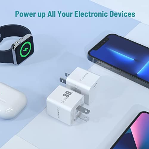 Зарядно устройство, USB C, WEWATCH 30W Mini Бързо Монтиране на зарядно устройство GaN Tech PD 3.0 ПРОЦЕНТНИ пункта, което е Съвместимо с iPhone 13/13 Pro Max/ iPhone 12, Samsung Galaxy, MacBook Air, iPad Pro/Air /Mini