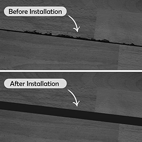 Къса каишка, за секс с гумено покритие, Самозалепващи Винилови Преходни Лайсни За Ламиниран настилка | Плоска Разделителната планк, Лесно се сглобява и се отстранява (120 инча, черен)