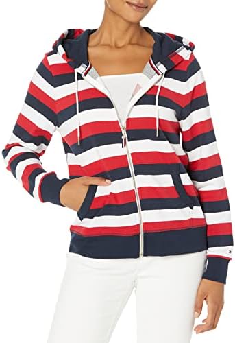 Tommy Hilfiger Ежедневни френска махровая hoody с цип – Класически hoody за жени с завязками и качулка