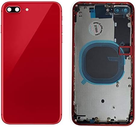 Делото CELL4LESS в събирането на Метална рамка с задно стъкло - Тава за sim-карти, frame фотоапарат и обектив за iPhone Plus 8 БЕЗ лого (червен)