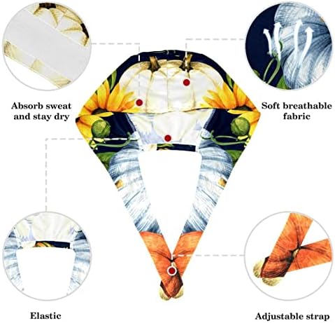 yoyoAmoy Регулируема Работна Шапка с Пуговицей Памучен Тренировочная Лента Акварел Peocock Ретро Хирургическа Шапка за Жени