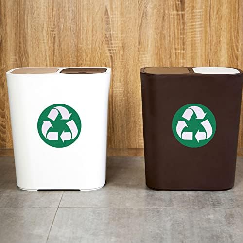 Стикер за рециклиране M METERXITY 3 Pack - Етикети за боклуци кошчета, здрава адхезия и гладка повърхност, нанася се върху кофа за боклук за кухня / градина (5 инча, бяло на зелено)