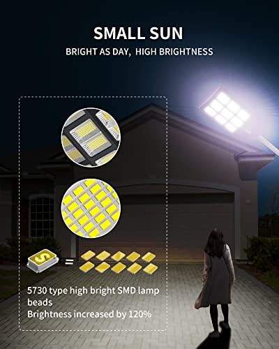Соларни улични лампи OKPRO на открито - на Слънчева светлина за паркиране с мощност 1000 W, led светлини за 7000 До, от здрач до зори, Сензор за движение, на слънчевата енергия, Водоустойчив IP66, в Търговската мрежа