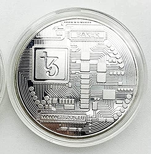 Виртуална валута Cryptocurrency | Посребрени Монети Challenge Art | Биткойн Възпоменателна Монета с Колекционерска стойност Занаяти с Пластмасова Кутия