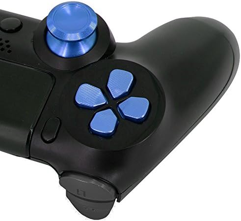 Комплекти за ремонт на метални заместители Jadebones, бутони Thumbstick Thumb Grip Bullet и D-pad, Съвместими с контролер PS4/PS4 Slim/PS4 Pro (синя)