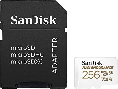 Карта памет SanDisk microSDXC капацитет 256 GB с адаптер за домашни охранителни камери и видеорегистраторов - C10, U3, V30, 4K UHD, Micro SD Card - SDSQQVR-256G-GN6IA