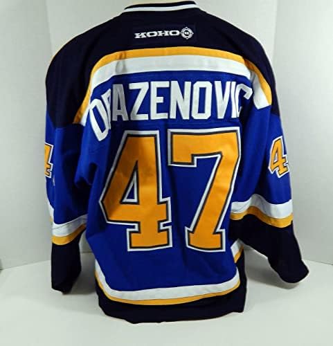 2006-07 Сейнт Луис Блус Ник Драженович 47 Използван в играта Синя риза С нашивкой 047 - Използваните в играта тениски НХЛ