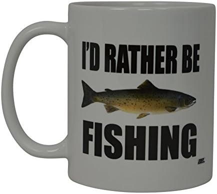 Кафеена Чаша Rogue River I ' D Rather Be Fishing Риба Новост Чаша Страхотна Идея за Подарък За Мъже Му, татко, Дядо, Рыбаку